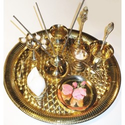 Arati Set - Puja-Teller MEssing Ø 35 cm Maxi NEU