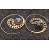 Spiral Ohringe Messing mit Labradorit Stein Vintage