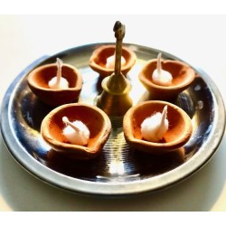 Diya Clay 6cm simple Divali Ton Öllampe
