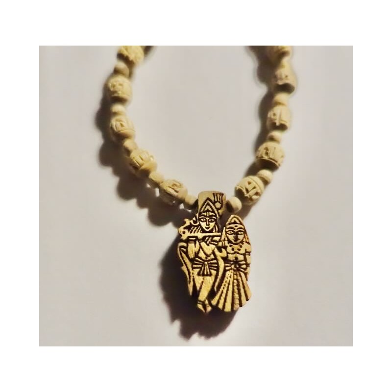 1fach Radha Nam Beads mit Radha Krishna Anhänger locket fein