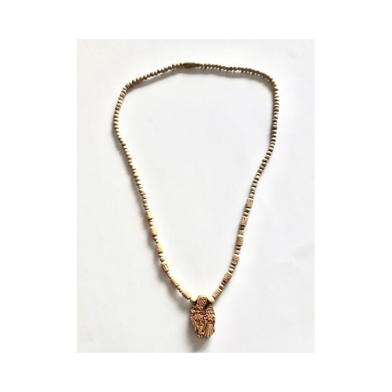 1fach Radha Nam mit Radha Krishna Anhänger locket fine Tulsi (44-45cm)
