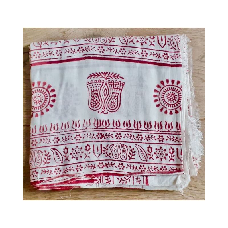 Chadar Indisches Jute Tuch mit Maha Mantra Harinam Vintage