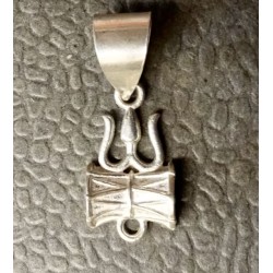 Shiva Dreizack Trishul Damaru Silber Anhänger Pendent