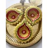 Diya Clay Gelb Bunt klein Deko Gheelampe aus Ton Special handmade Diwali Puja