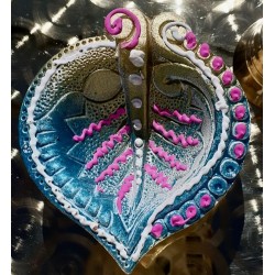 Diya Clay Turkis Rosa Deko Gheelampe aus Ton Special handmade Diwali Puja