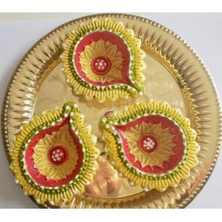 Diya Clay Gelb Bunt klein Deko Gheelampe aus Ton Special handmade Diwali Puja