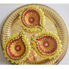Diya Clay Gelb Bunt klein Deko Gheelampe aus Ton Special handmade Diwali Puja